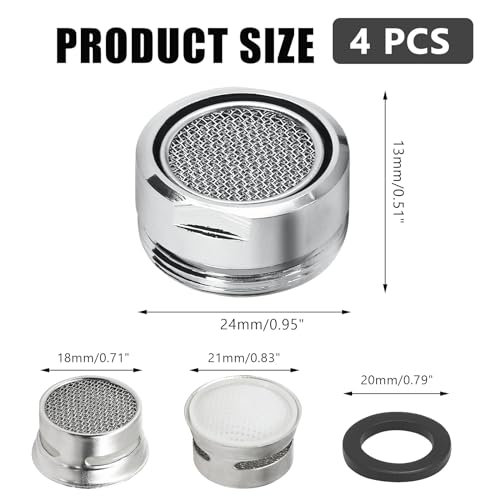 Litoexpe 15/16 Inch Faucet Aerator 4 PCS, Kitchen Sink Aerator Replacement Parts, Sink Faucet Male Thread Faucet Filter with Brass Shell and Gasket for Bathroom - Image 2