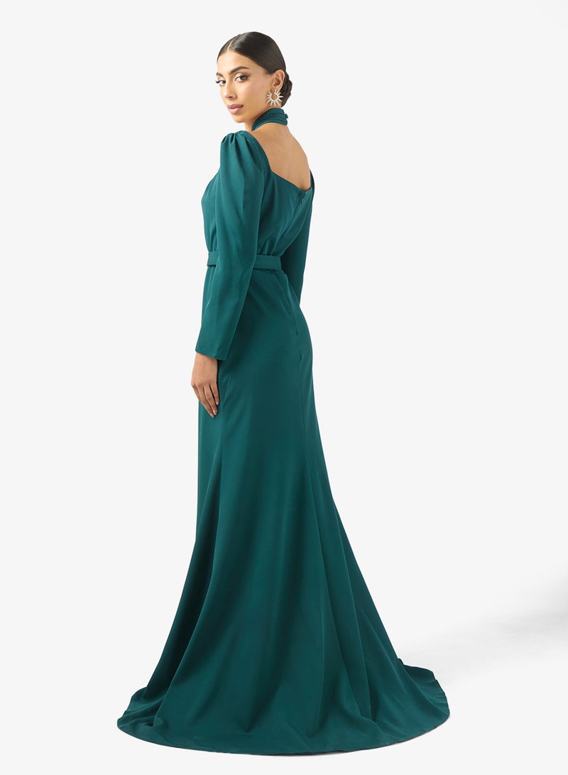 ايرا فستان ماكسي طويل بأكمام طويلة وعقدة أمامية مفصلة - Image 2