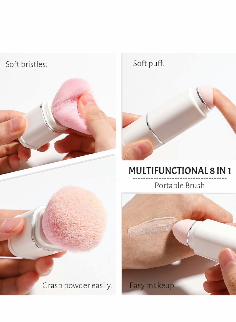KASTWAVE Makeup Brush, 8 in 1 Travel Small Brush Portable Lip Eyeshadow Beauty Sponge, Concealer Brushes, Foundation Blending Powder Brushes Retractable Sets, White - Image 5