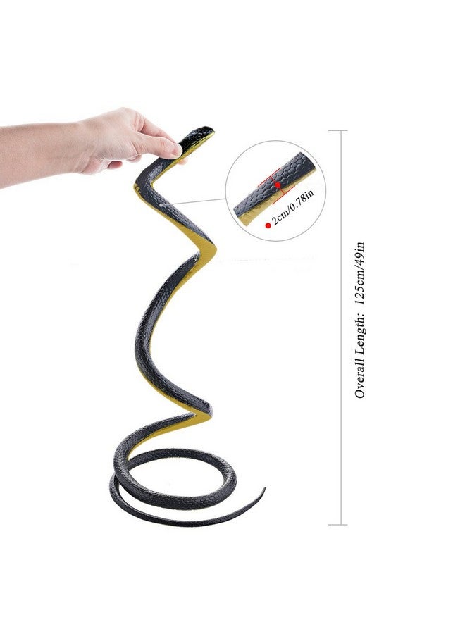 Homdipoo Realistic Fake Rubber Snake Toys Black That Look Real Prank Stuff Cobra 49 Inch Long - Image 5