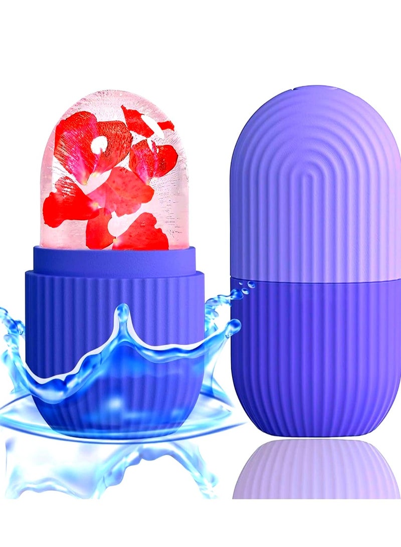 Arsal Ice Roller for Face (Purple) , Beauty Facial Massage Tool, Cooling Cube for Eyes, Skin Care Essential for Reducing Wrinkles and Puffiness.   Ice Face Roller Silicone Facial Cube for Eyes Neck Massage Remove Dark Circle Pore Shrink Face Beauty Skin Care Ice Mould . Naturally Conditioning and Skin Care,De-Puff Eye Bags,Reduce Migraine Pain,Reusable Massage Silicone Ice Mold - Image 1