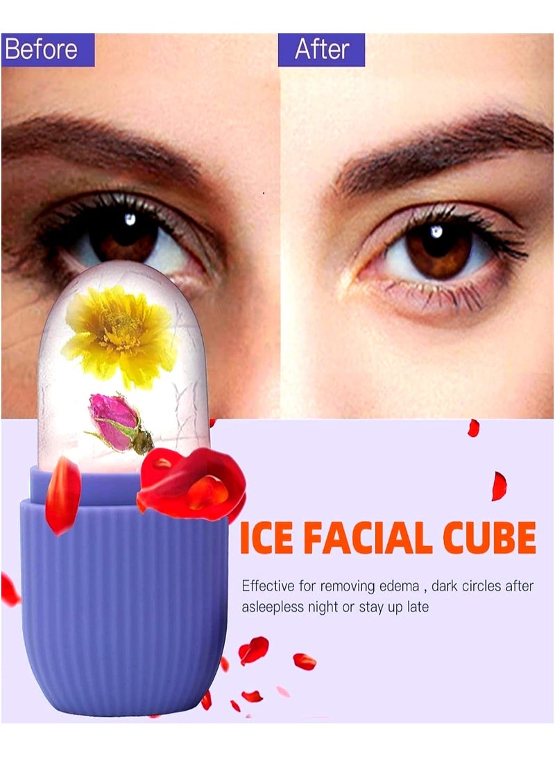 Arsal Ice Roller for Face (Purple) , Beauty Facial Massage Tool, Cooling Cube for Eyes, Skin Care Essential for Reducing Wrinkles and Puffiness.   Ice Face Roller Silicone Facial Cube for Eyes Neck Massage Remove Dark Circle Pore Shrink Face Beauty Skin Care Ice Mould . Naturally Conditioning and Skin Care,De-Puff Eye Bags,Reduce Migraine Pain,Reusable Massage Silicone Ice Mold - Image 2