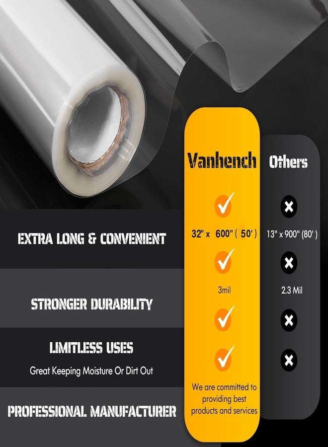 Vanhench 50 ft Clear Cellophane Wrap, 32" x 50' Folded 3Mil Thick Cellophane Wrap Roll for Gift Basket Treats Bouquet Flower Wrapping, Clear Plastic Wrap Valentines Easter Wrapping Paper (32" fold into 16") - Image 3