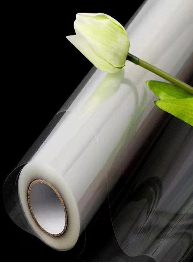 Vanhench 50 ft Clear Cellophane Wrap, 32" x 50' Folded 3Mil Thick Cellophane Wrap Roll for Gift Basket Treats Bouquet Flower Wrapping, Clear Plastic Wrap Valentines Easter Wrapping Paper (32" fold into 16") - Image 1