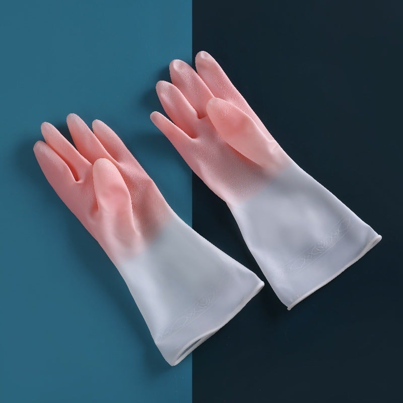 Dishwashing Gloves Manufacturer Direct Sales Waterproof Housework Dishwashing Gloves Womens Kitchen Cleaning Pvc Stall Plastic Steel Gloves Genuine green - Image 4
