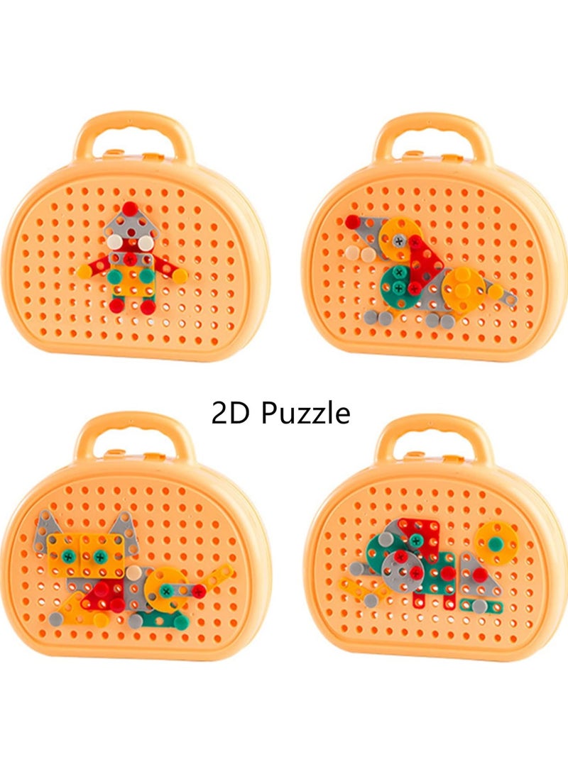 مجموعة لعبة الحفر للأطفال، 204 جهاز كمبيوتر شخصي مجموعة لعبة الحفر للأطفال لعبة التعلم الجذعية للفتيان البالغين من العمر 4-8 سنوات، ألعاب كتلة البناء الهندسة الإنشائية مع مجموعة أدوات السائق المسمار للعبة (جرو أصفر) - Image 3