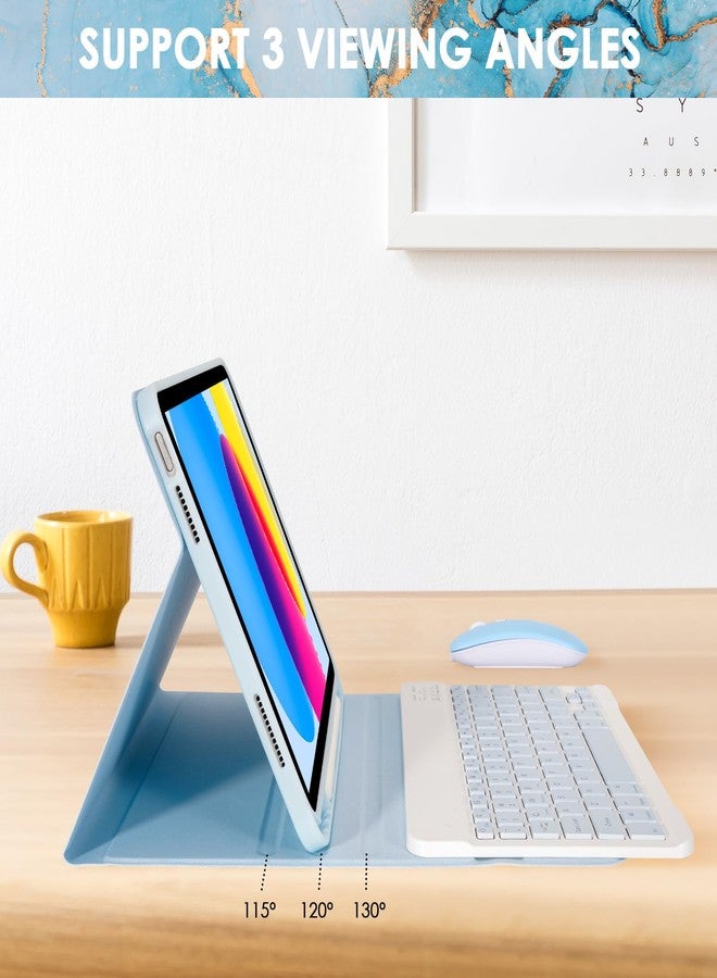 جراب لوحة مفاتيح Nsyee لجهاز iPad الجيل العاشر 10.9 بوصة 2022 وجهاز iPad الجيل الحادي عشر 11 بوصة 2025، جراب لوحي قابل للفصل مع لوحة مفاتيح وماوس لاسلكيين بتقنية Bluetooth لجهاز iPad الجيل العاشر/الحادي عشر، لون أزرق رخامي - Image 5