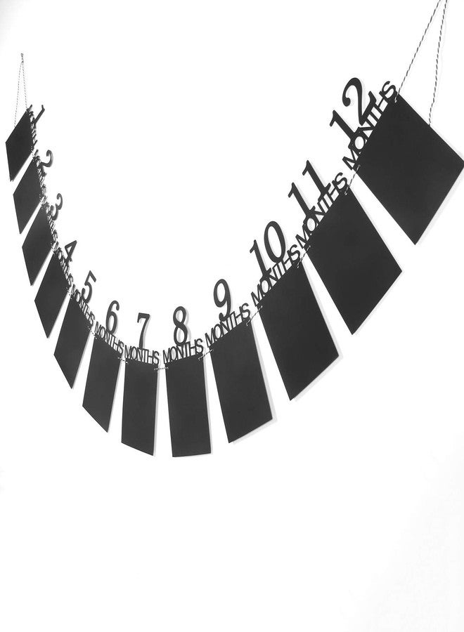 Festiko Black 12 Month Photo Banner for First Birthday, Monthly Milestone Photo Banner, 1st Birthday Banner for Newborn to 12 Months Growth Record - Image 2