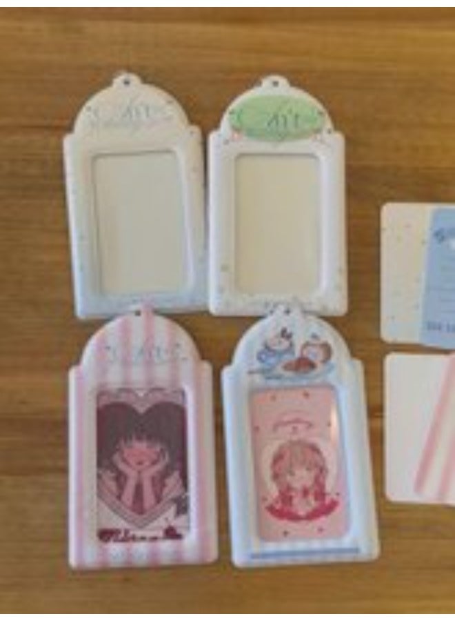 NIBEMINENT 1 - Piece Striped Sea Salt Coffee Kpop Photo Card Holder Pendant Key Chain ID Badge Holder ID Card Holder Photo Card Protector for School ID Office ID Access Card for Women Girls - Image 2