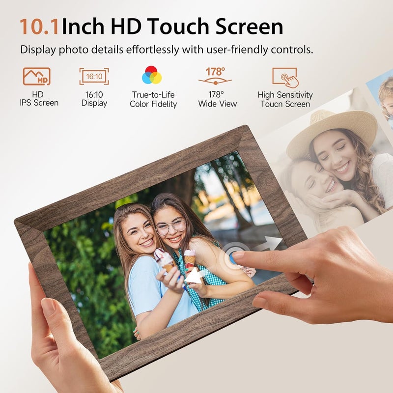 Frameo WLAN Digital Picture Frame, 10.1 Inches, HD 1280 x 800 IPS Touchscreen Electronic Photo Frame with 32 GB Memory, Auto Rotation, Easy Sharing of Photos, Videos via Frameo App - Image 4