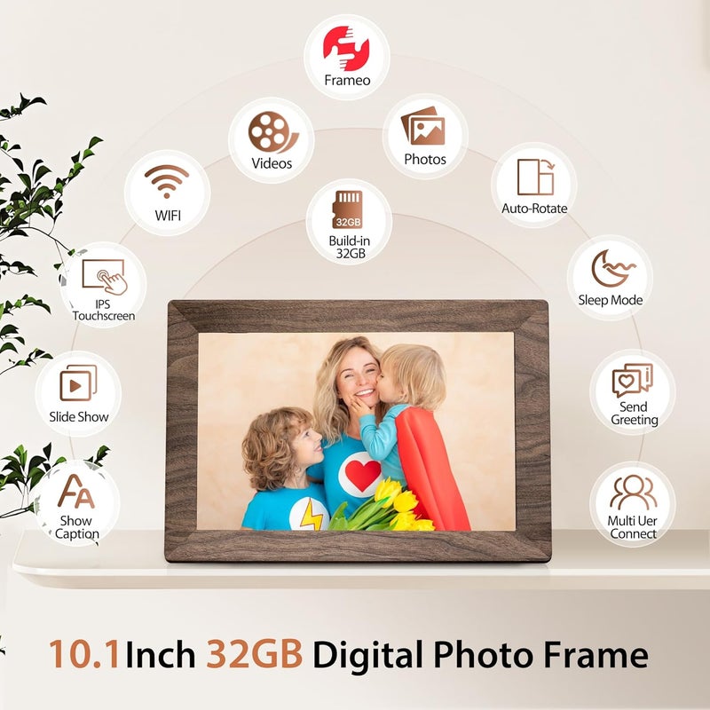 Frameo WLAN Digital Picture Frame, 10.1 Inches, HD 1280 x 800 IPS Touchscreen Electronic Photo Frame with 32 GB Memory, Auto Rotation, Easy Sharing of Photos, Videos via Frameo App - Image 3
