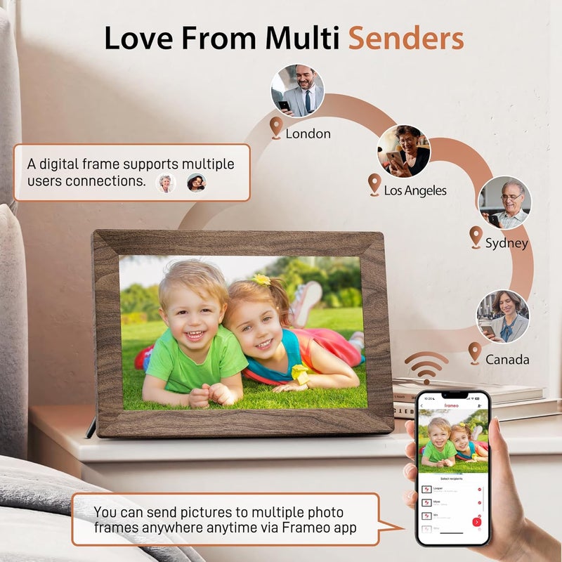 Frameo WLAN Digital Picture Frame, 10.1 Inches, HD 1280 x 800 IPS Touchscreen Electronic Photo Frame with 32 GB Memory, Auto Rotation, Easy Sharing of Photos, Videos via Frameo App - Image 5