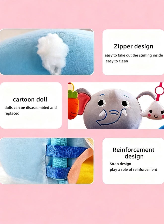 Berma Baby ألعاب أريكة للأطفال، مقعد دعم للأطفال، مقعد تعليمي مريح للأطفال، كرسي تعليمي للجلوس والتغذية، أريكة أرضية ناعمة ولطيفة من القطيفة للأطفال للعب، أريكة للأطفال مع رف ألعاب، مناسبة للاستخدام الداخلي، ملعب (فيل رمادي) - Image 4