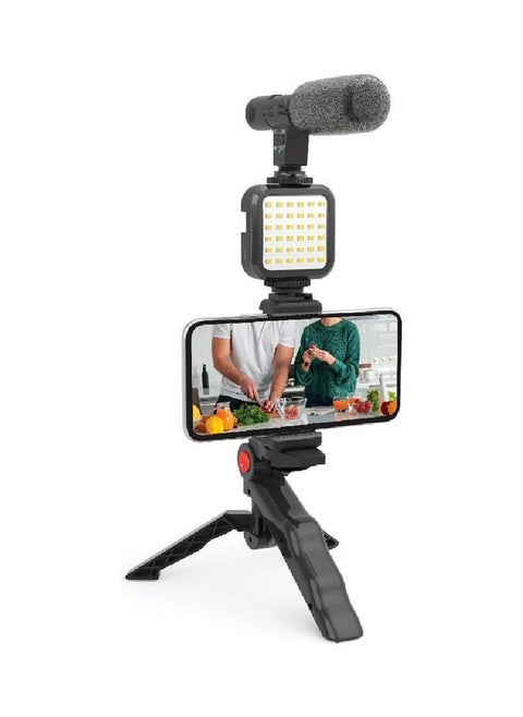 Smartphone Vlogging Kit With Tripod Stand Black