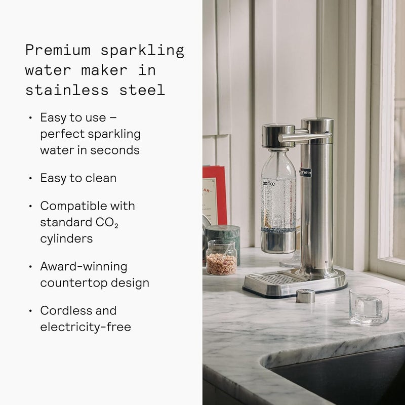 آرك Aarke - Carbonator III Premium Carbonator/Sparkling & Seltzer Water Maker مع زجاجة PET (ستانلس ستيل)، Connectme Electronics Trading، فضي، AAC3-Steel - Image 4