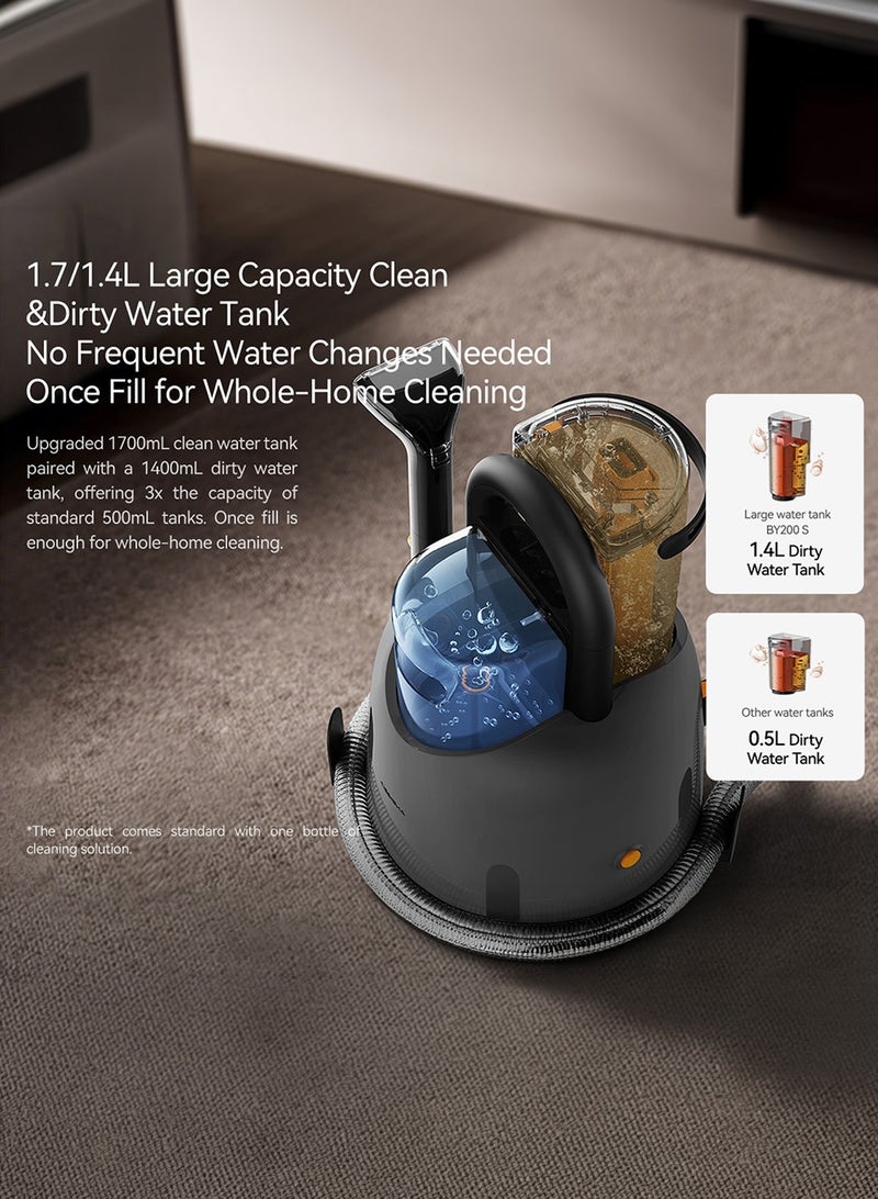 Deerma BY200S Portable Carpet & Upholstery Cleaner, 13KPa Powerful Suction with 50°C Hot Water Cleaning, 2-in-1 Spot Cleaner for Furniture, Curtains, Car Interiors, and Pet Stains - IPX4 Waterproof 1400 ml 1200 W BY200S grey - Image 4