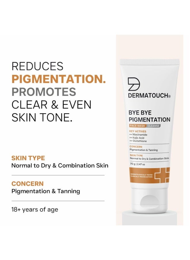 DERMATOUCH Bye Bye Pigmentation Face Wash | Niacinamide, Kojic Acid & Glutathione | For Tan and Anti-Pigmentation | Dermatologist Tested | For Men & Women | 70g - Image 5