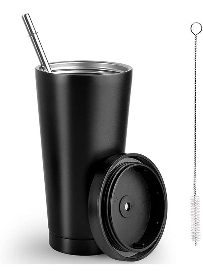 Arabest 304 Stainless Steel Insulated Mug with Cleaning Brush and Straw,Modern Insulated Travel Mug,Vacuum Insulated,Durable Stainless Steel Coffee Mug for Sports/Wedding/Business/Home(Black)  - Image 1