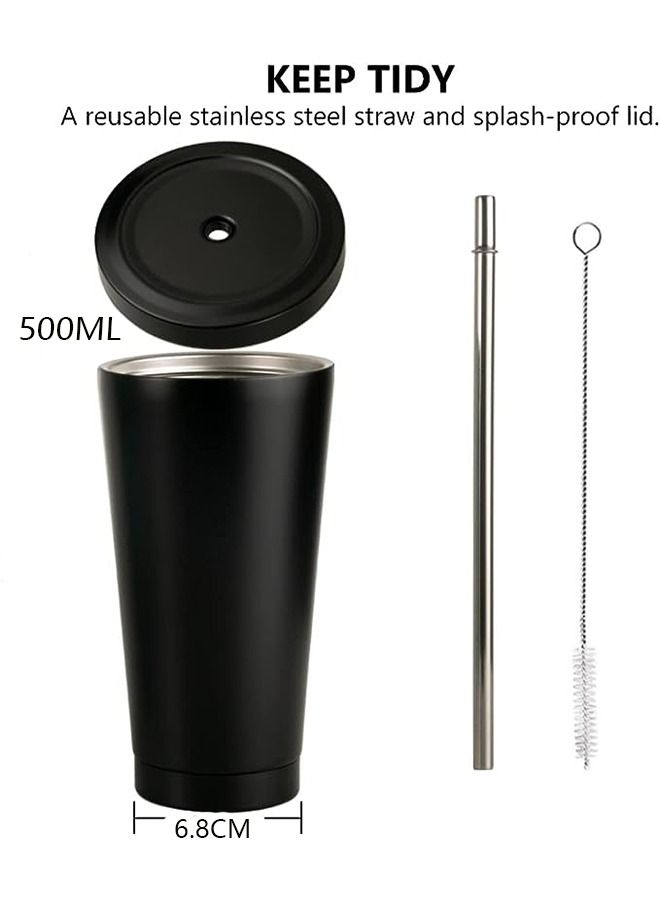 Arabest 304 Stainless Steel Insulated Mug with Cleaning Brush and Straw,Modern Insulated Travel Mug,Vacuum Insulated,Durable Stainless Steel Coffee Mug for Sports/Wedding/Business/Home(Black)  - Image 3