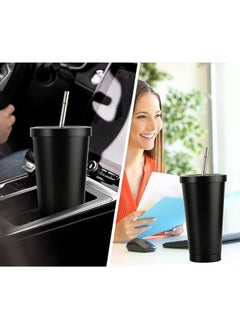 Arabest 304 Stainless Steel Insulated Mug with Cleaning Brush and Straw,Modern Insulated Travel Mug,Vacuum Insulated,Durable Stainless Steel Coffee Mug for Sports/Wedding/Business/Home(Black)  - Image 2