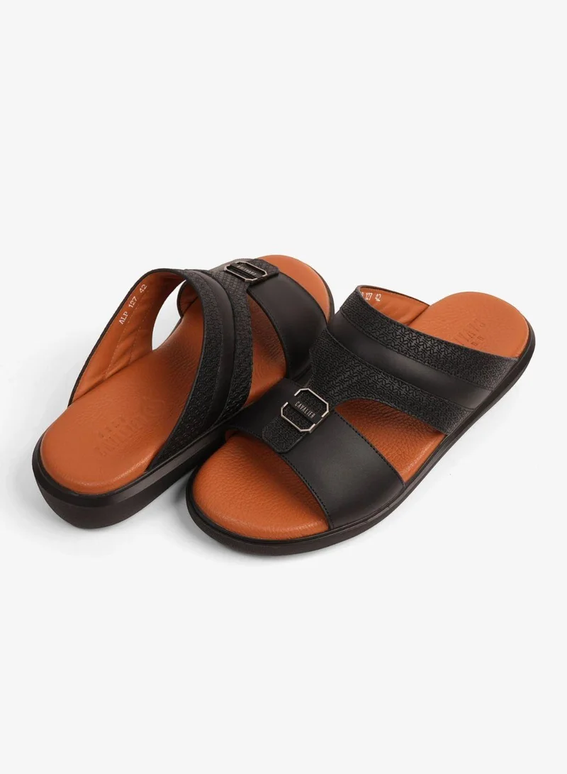 UOMO Cavalier UOMO CAVALIER MEN'S LEATHER TEXTURED SANDALS BLACK