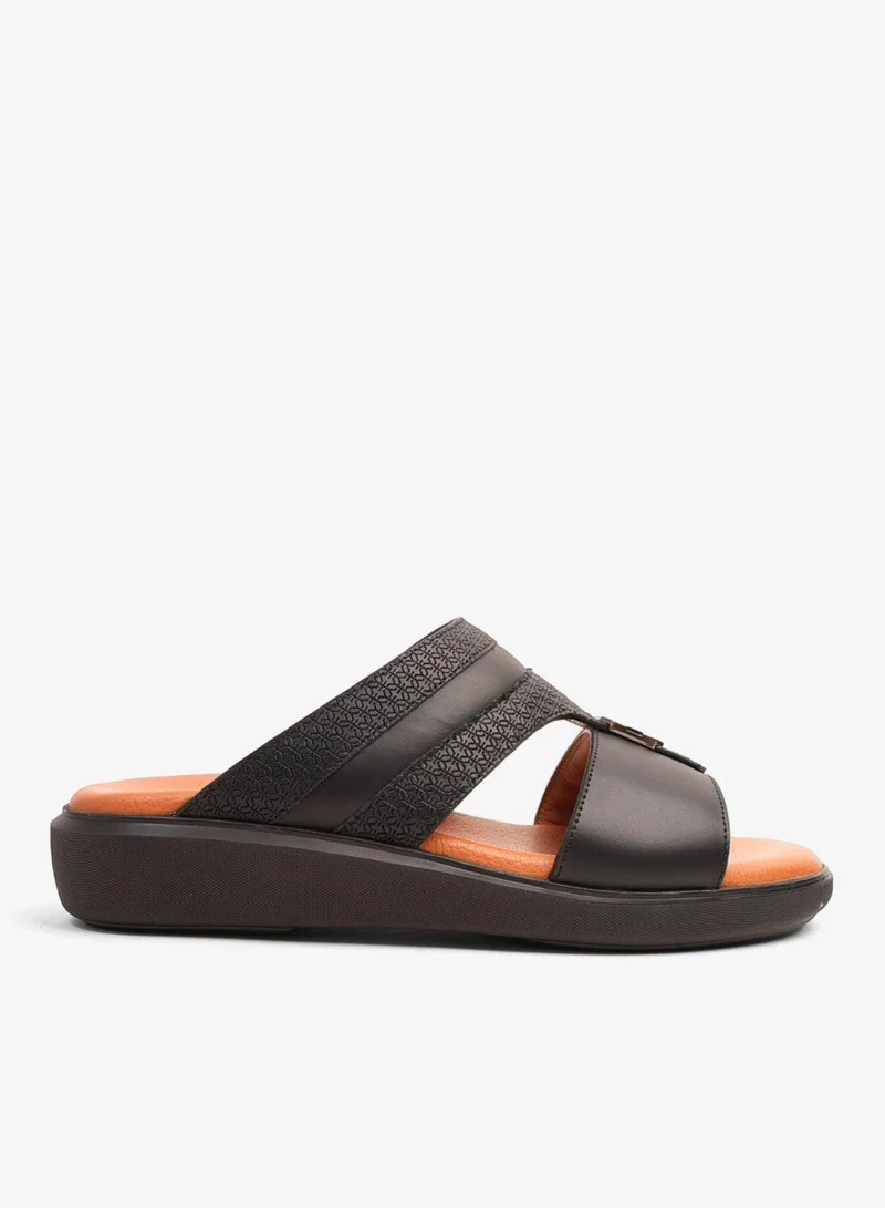 UOMO Cavalier UOMO CAVALIER MEN'S LEATHER TEXTURED SANDALS BLACK