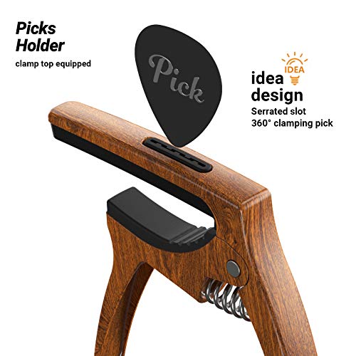 TANMUS 3in1 Guitar Capo for Acoustic and Electric Guitars(with bag&picks)-Strings Accessories(Wood) - Image 2