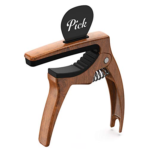 TANMUS 3in1 Guitar Capo for Acoustic and Electric Guitars(with bag&picks)-Strings Accessories(Wood) - Image 1