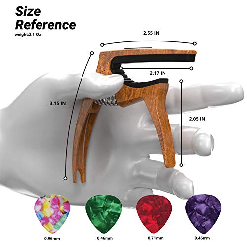 TANMUS 3in1 Guitar Capo for Acoustic and Electric Guitars(with bag&picks)-Strings Accessories(Wood) - Image 5