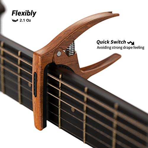 TANMUS 3in1 Guitar Capo for Acoustic and Electric Guitars(with bag&picks)-Strings Accessories(Wood) - Image 4