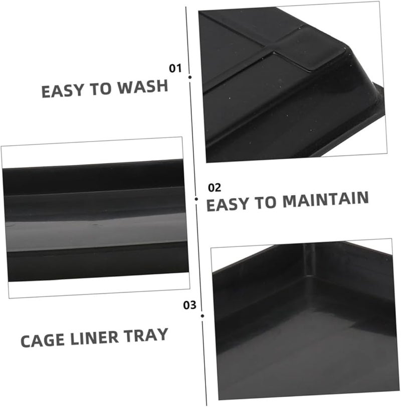 صينية قفص الحيوانات الأليفة السميكة من البلاستيك مقاس 16 × 9 بوصة بتصميم مضاد للانسكاب لأقفاص الكلاب والأرانب - Image 4