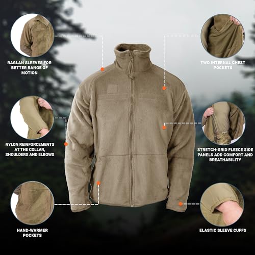 Propper Men’s, Gen Iii Fleece Jacket, Tan, X-Large/Short - Image 5