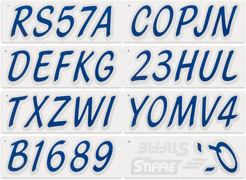 Stiffie ملصقات تعريفية رقمية وحرفية صلبة من WHIPLINE مقاس 3 بوصات للقوارب والمركبات المائية الشخصية (Navy / Metallic Silver) - Image 3