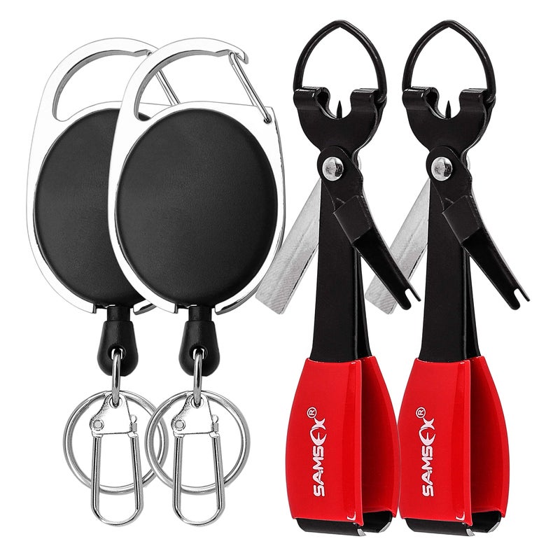 SAMSFX Fishing Quick Knot Tying Tool 3.7" Large Size 4 in 1 Mono Line Clipper with Zinger Retractor Combo - Image 1