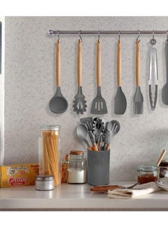 Silicone 12 Pieces In 1 Set Silicone Kitchen Accessories Cooking Tools Kitchenware Silicone Utensils With Wooden Handles  - Image 3