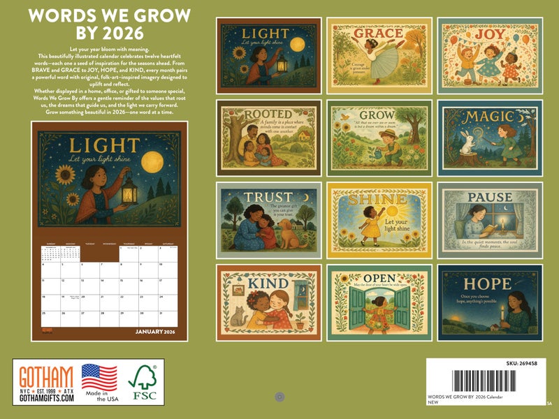 Poster Foundry Words We Grow By Calendar 2026 Monthly Wall Calender 12 Month | American Made In The USA - Image 2