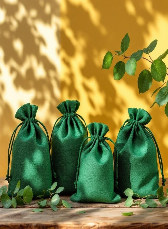 Moira Decorative Drawstring Potli Bags, Natural Jute, 7x5 Inch, Pack of 10, Gift Packaging, Party Favor (Green) - Image 5