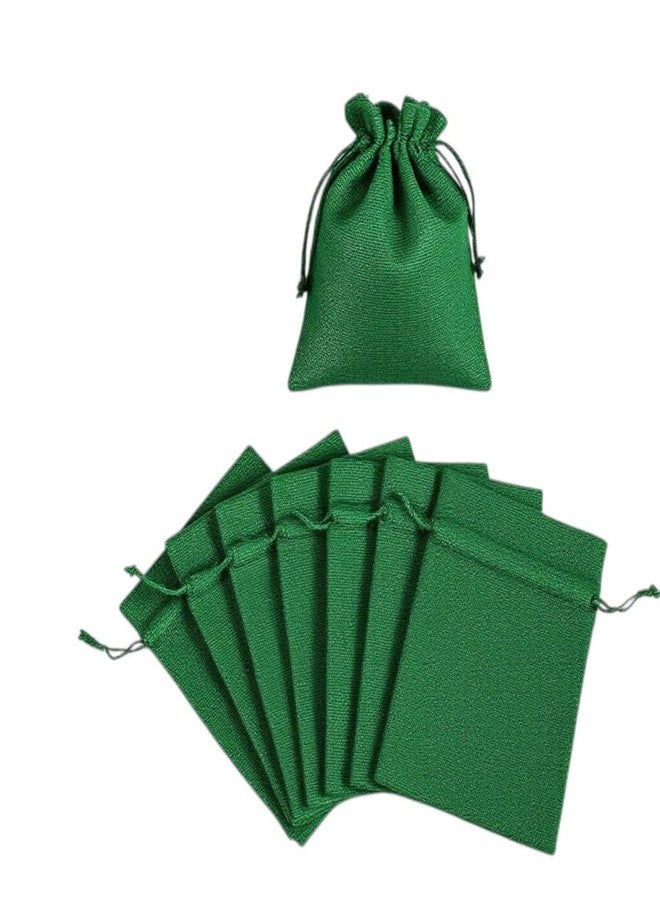 Moira Decorative Drawstring Potli Bags, Natural Jute, 7x5 Inch, Pack of 10, Gift Packaging, Party Favor (Green) - Image 1