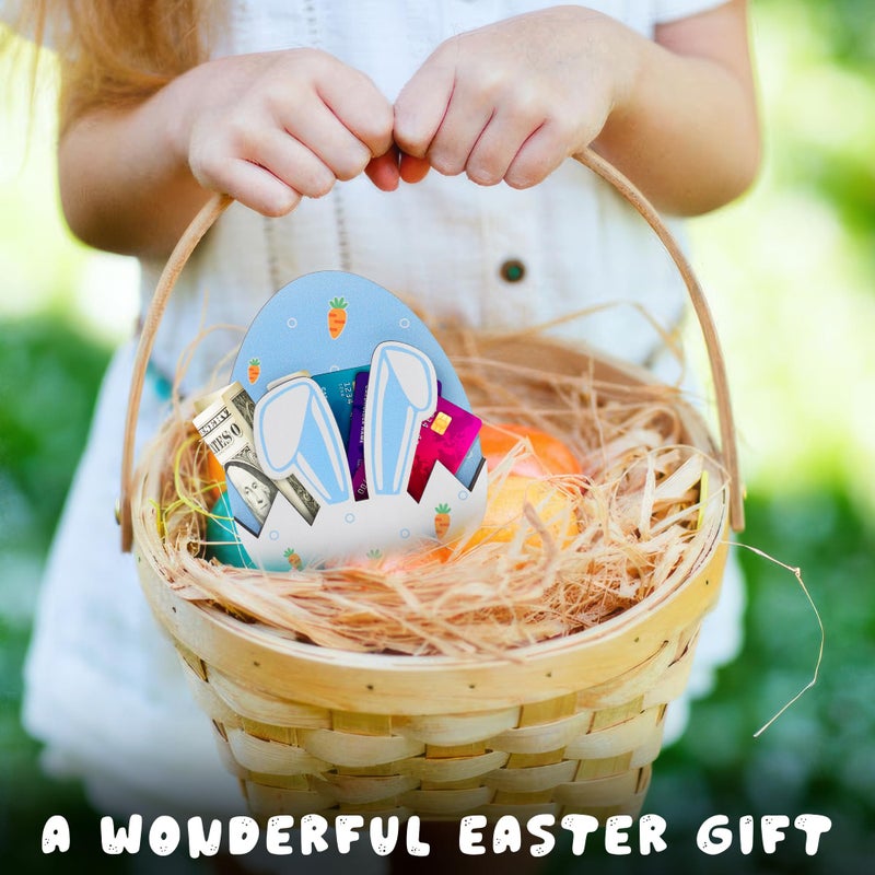 KATINAT Easter Money Holder for Cash, Wooden Bunny Money Gift Card Holder, Easter Basket Stuffers for Teens, Toddles, Kids, Boys, Baby, Grandchildren, Basket Decorations (Blue) - Image 3