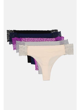 CXL by Christian Lacroix Women 5 Pcs Textured Pull On Thongs, Navy  - Image 3