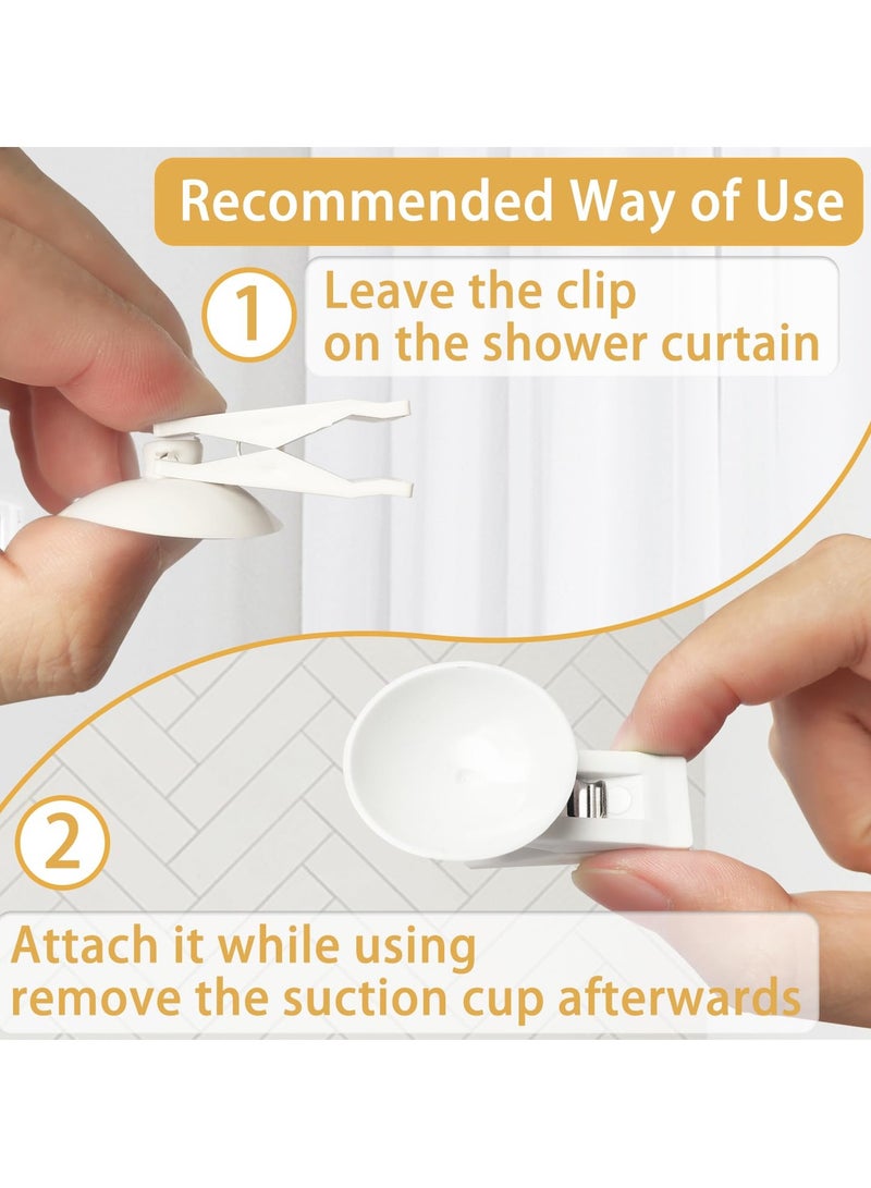Excefore Shower Curtain Splash Clips, 6 Pcs Self Adhesive Shower Curtain Clips, with Suction Cup, Self Adhesive Shower Curtain Weight Clip, Windproof Splash Guard, Just Press Clip onto Wall  - Image 5