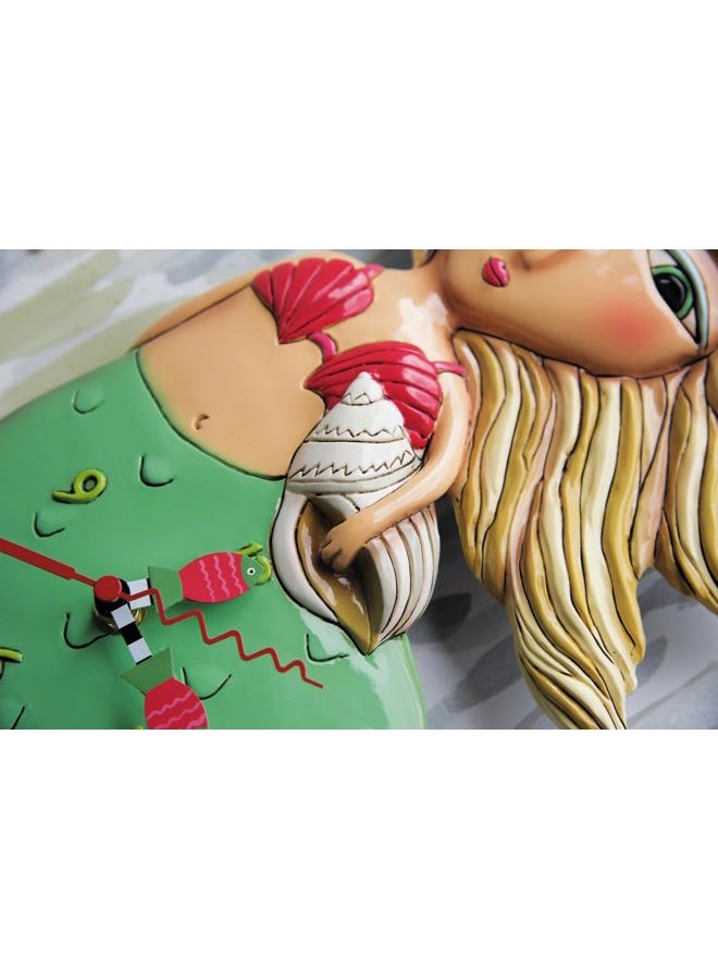 AlleN DESIGNS Enesco Shelley Mermaid with Starfish Sculpted Pendulum Wall Clock, 17.25 Inch, Multicolor - Image 4