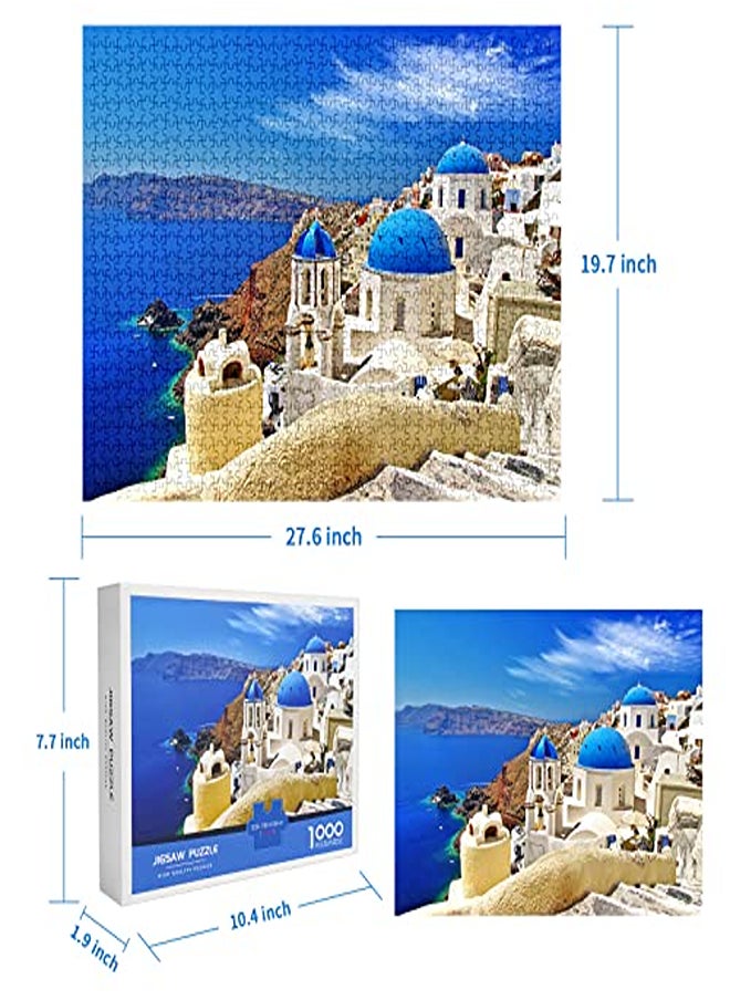 Generic - 1000-Piece Aegean Sea Puzzle - Greece Santorini Landscape, Natural Scene Brain Teaser for Adults, Teens, and Kids - Image 1