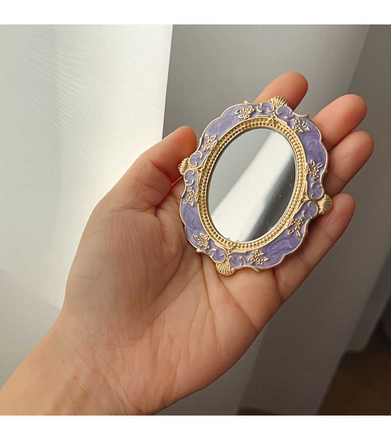 مرآة يد زرقاء أنيقة بتصميم مينا معقد - Image 4