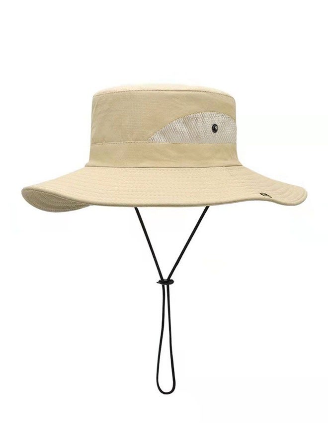 HAWAWA Fishing Hat Safari Cap Breathable Wide Brim Boonie Hat Bucket Hats with UV Protection Sun Protection For Fishing Hiking Garden Beach Men and Women(Beige) - Image 1