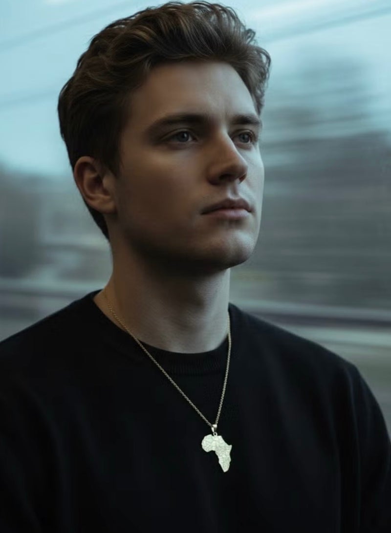 Africa Style Map Pendant Necklace for Men Women, Unisex, Stainless Steel - Image 3