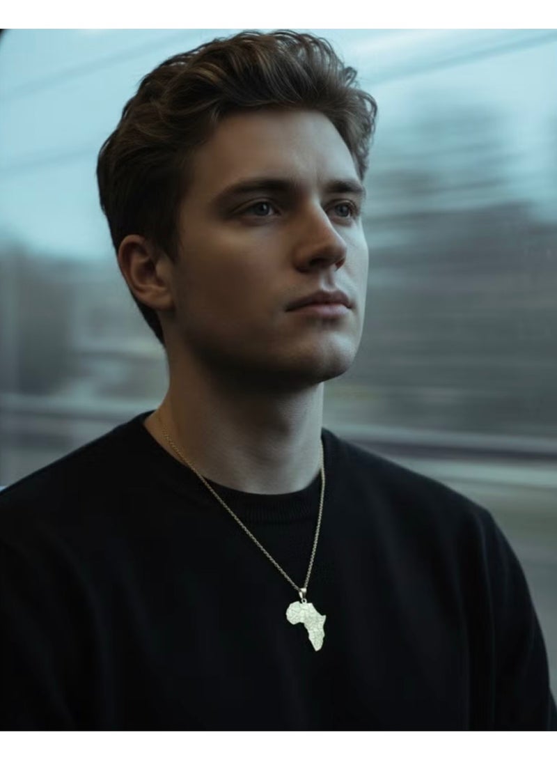 Africa Style Map Pendant Necklace for Men Women, Unisex, Stainless Steel - Image 5