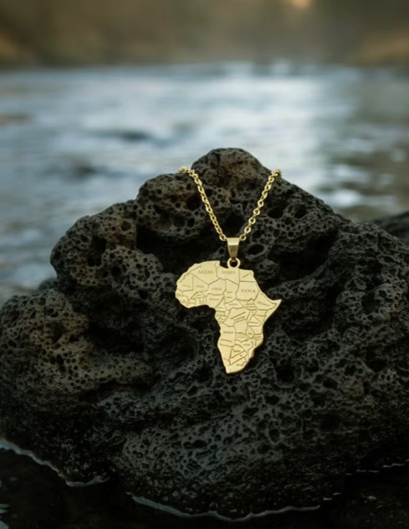 Africa Style Map Pendant Necklace for Men Women, Unisex, Stainless Steel - Image 4