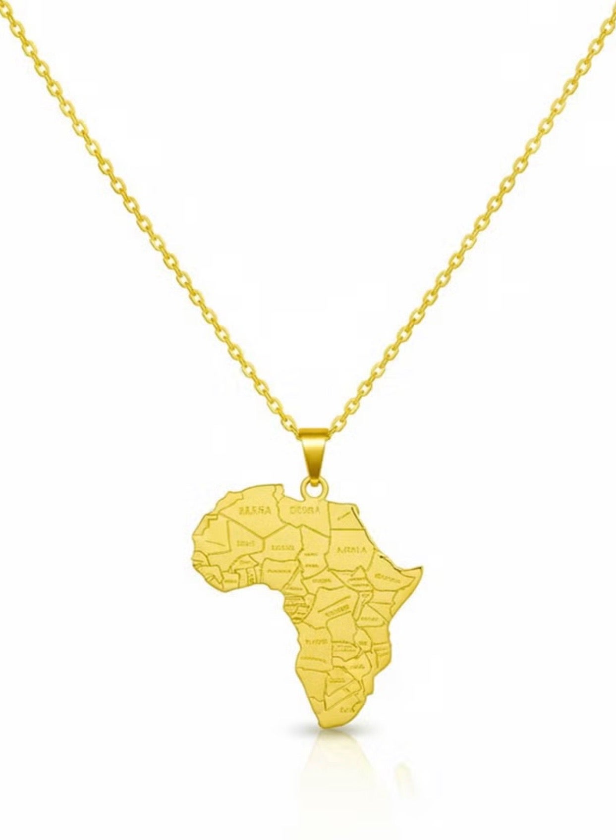 Africa Style Map Pendant Necklace for Men Women, Unisex, Stainless Steel