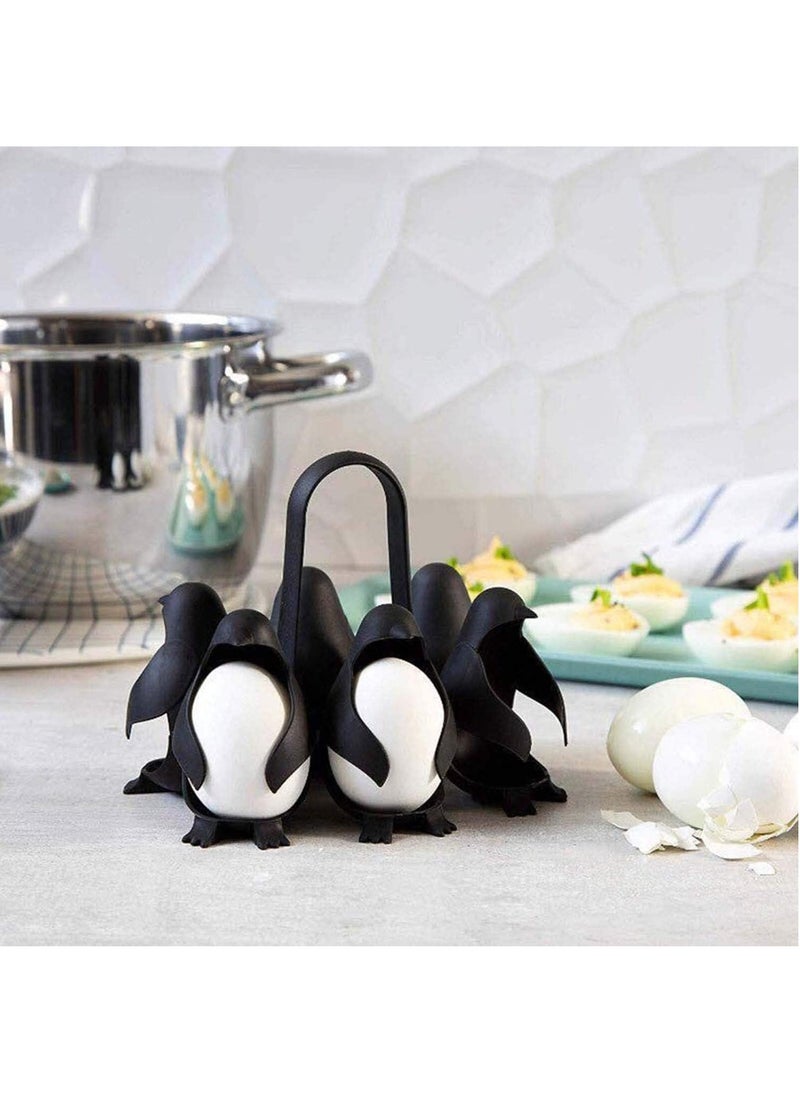 RATSAW - Kitchen Multifunctional Egg Boiler Store and Serve Egg Holder Penguin Shaped Boiled Egg Cooker for Making Soft or Hard Boiled Eggs Holds 6 Eggs for Easy Cooking and Fridge Storage - Image 1